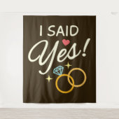 Tenture Fête de fiançailles J'ai dit oui Brun foncé (Devant)