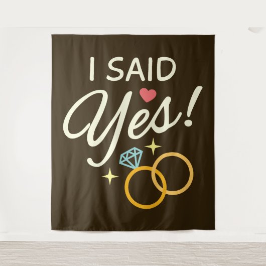 Tenture Fête de fiançailles J'ai dit oui Brun foncé (Devant)