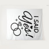 Tenture Fête de fiançailles White and Black I Said Yes (Devant (Horizontal))