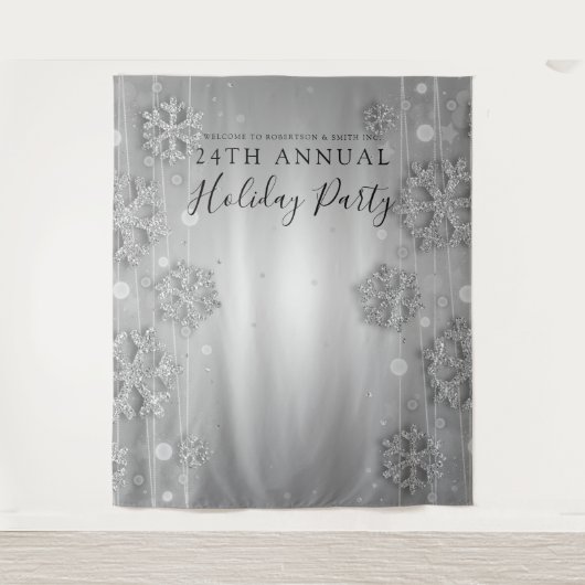 Tenture Fête de fin d'année d'entreprise Silver Backdrop H (Devant)