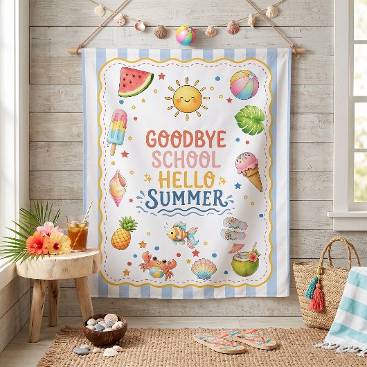 Tenture Fête de fin d'année scolaire rayée