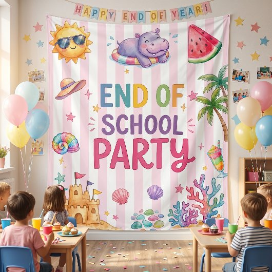 Tenture Fête de fin d'année scolaire Rayures
