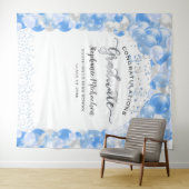 Tenture Fête de fin d'études Ballons Bleu Blanc Serpentin (En situation (horizontale))