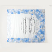 Tenture Fête de fin d'études Ballons Bleu Blanc Serpentin (Devant (Horizontal))