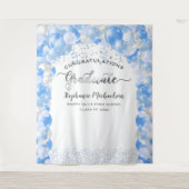 Tenture Fête de fin d'études Ballons Bleu Blanc Serpentin (Devant)