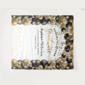 Tenture Fête de fin d'études Ballons et Serpentins Noir et (Devant (Horizontal))