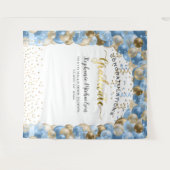 Tenture Fête de fin d'études Ballons Rubans Bleu Or (Devant (Horizontal))