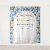 Tenture Fête de fin d'études Ballons Rubans Bleu Or (Devant)