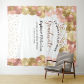 Tenture Fête de fin d'études Ballons Rubans Rose Gold (En situation (horizontale))