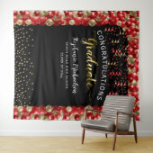 Tenture Fête de fin d'études Ballons Rubans Rouge Or (En situation (horizontale))