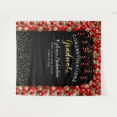 Tenture Fête de fin d'études Ballons Rubans Rouge Or (Devant (Horizontal))