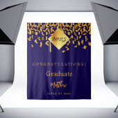 Tenture Fête de fin d'études bleu or confettis diplômé 202