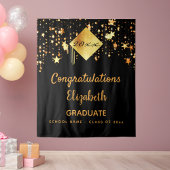 Tenture Fête de fin d'études étoiles noires et or diplômé