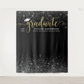 Tenture Fête de fin d'études Or Moderne Script Noir (Devant)