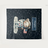 Tenture Fête de garçon personnalisée fond avec l'ours spat (Devant (Horizontal))