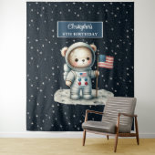 Tenture Fête de garçon personnalisée fond avec l'ours spat (En situation)