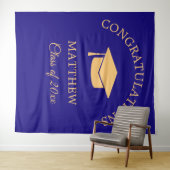 Tenture Fête de graduation jaune et bleu (En situation (horizontale))