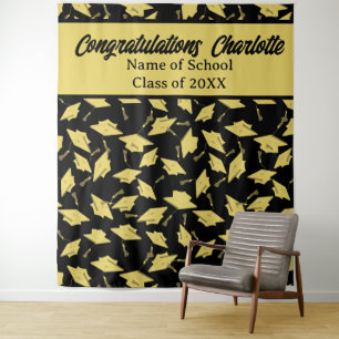 Tenture Fête de graduation Photo personnalisée Op Black Go