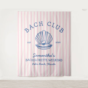 Tenture Fête de jeune fille au bord de la mer bleu rose cl