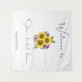 Tenture Fête de mariage aquarelle tournesol fleur violette (Devant (Horizontal))