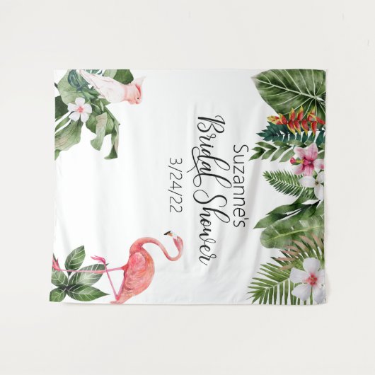 Tenture Fête de Mariage au Flamingo Tropical Aquarelle (Devant (Horizontal))