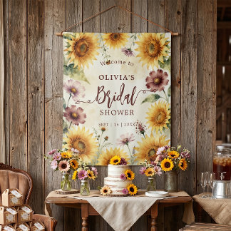 Tenture Fête de mariage champêtre aquarelle tournesol auto