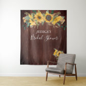 Tenture Fête de mariage champêtre tournesol bois rustique (En situation)