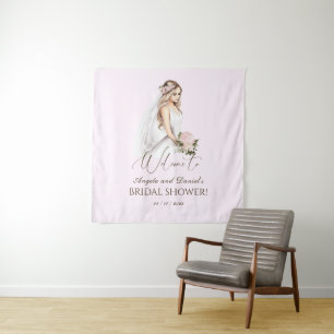 Tenture Fête de mariage élégante et tendre rose pour la fu