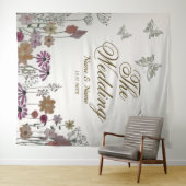 Tenture Fête de mariage fleurs colorées de jardin papillon (En situation (horizontale))