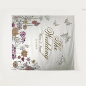 Tenture Fête de mariage Fleurs de jardin colorées Papillon (Devant (Horizontal))