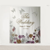 Tenture Fête de mariage Fleurs de jardin colorées Papillon (Devant)