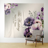 Tenture Fête de mariage Fleurs violettes rose or élégant (En situation (horizontale))