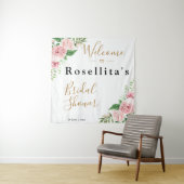 Tenture Fête de mariage floral aquarelle rose (En situation)