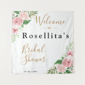 Tenture Fête de mariage floral aquarelle rose (Devant)