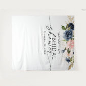 Tenture Fête de mariage Floral Aquarelle Rose Marine (Devant (Horizontal))