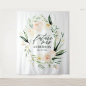 Tenture Fête de mariage floral aquarelle vert et pêche (Devant)