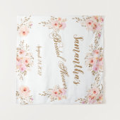 Tenture Fête de mariage floral élégant romantique rose or (Devant (Horizontal))