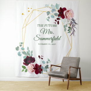 Tenture Fête de mariage floral eucalyptus géométrique