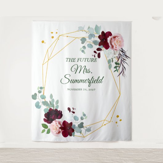 Tenture Fête de mariage floral eucalyptus géométrique (Devant)