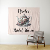 Tenture Fête de mariage florale aux vignes roses délabrées (En situation (horizontale))