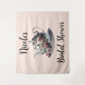 Tenture Fête de mariage florale aux vignes roses délabrées (Devant)