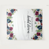 Tenture Fête de mariage Florale Bleu Marine et Bourgogne A (Devant (Horizontal))