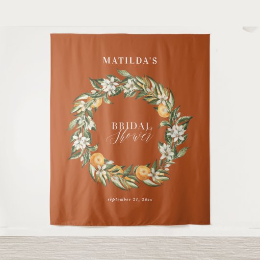 Tenture Fête de mariage rustique orange botanique citrus (Devant)
