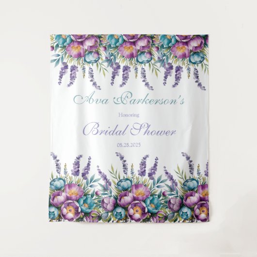 Tenture Fête de mariage Turquoise Fleurs sauvages violette (Devant)