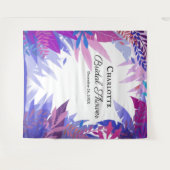 Tenture Fête de Mariée Feuilles Fond Tropical Aquarelle (Devant (Horizontal))