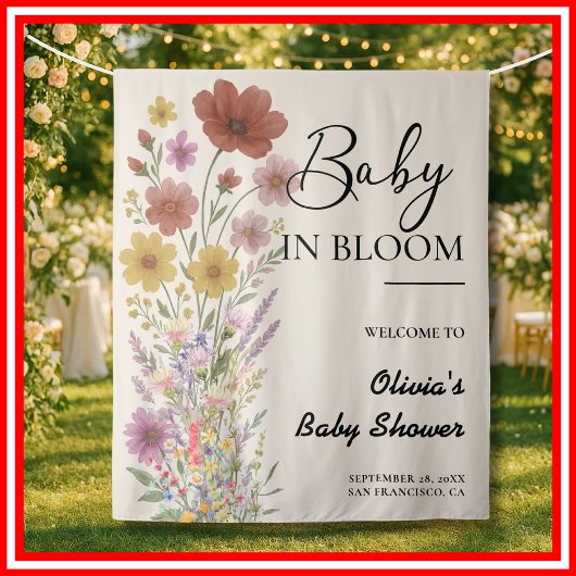Tenture Fête de Naissance Baby in Bloom