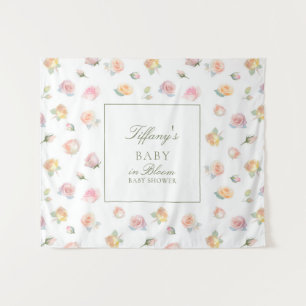 Tenture Fête de naissance élégante aquarelle bébé en fleur