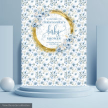 Fête de naissance garçon fleurs bleu pastel élégan