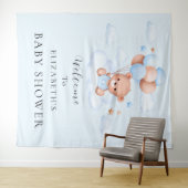 Tenture Fête de naissance Ourson Bleu Garçon (En situation (horizontale))