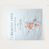 Tenture Fête de naissance Ourson Bleu Garçon (Devant (Horizontal))